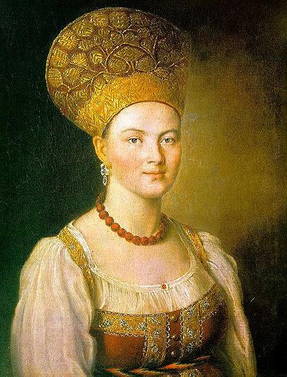 unknow artist Portrait of an Unknown Woman in Russian Costume China oil painting art